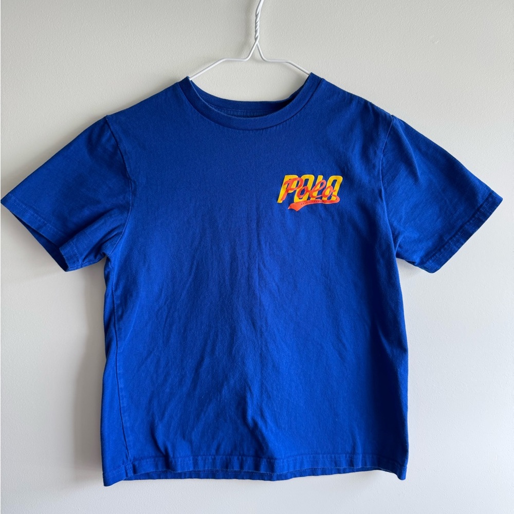 Polo by Ralph Lauren Short Sleeve Tee in Royal Blue with Yellow-Orange Logo